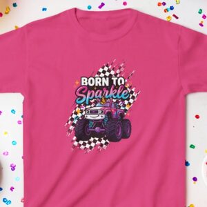 Born to Sparkle Unicorn Monster Truck Kids Shirt