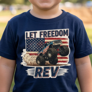 Boys 4th of July Monster Truck Shirt "Let Freedom Rev"