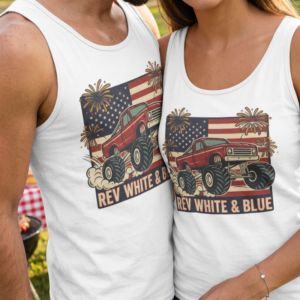 4th of July "Rev White & Blue" Unisex Monster Truck Tank