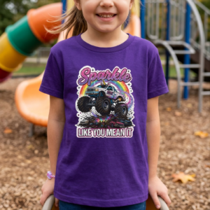 Unicorn "Sparkle Like You Mean It" Monster Truck Kids Shirt
